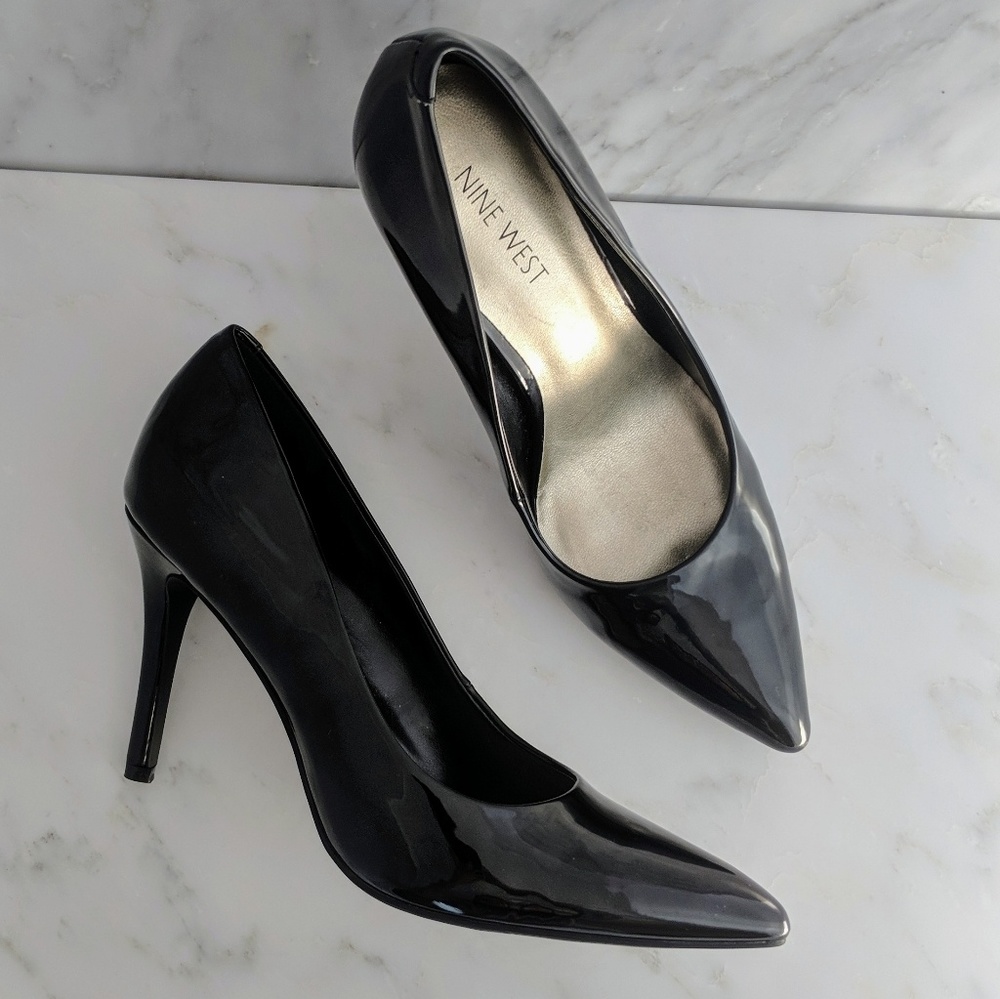 Nine West Black Patent Heels Size 6